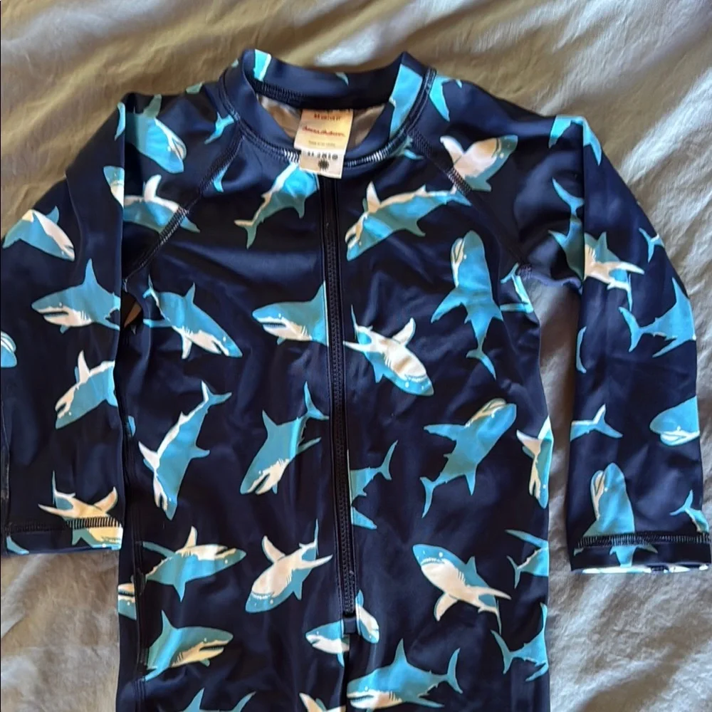 Hanna Andersson Blue Shark Pattern Rashguard - Picture 2 of 4
